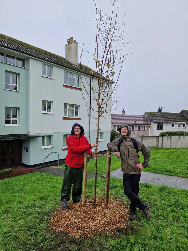 Helen and Simon braving the rain