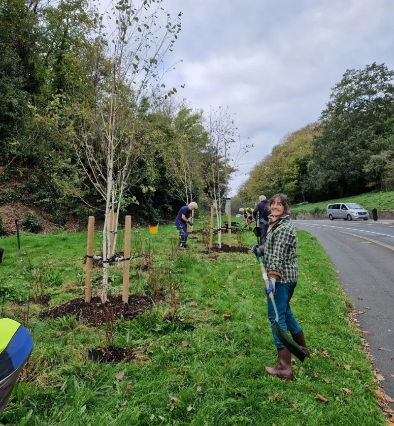 Gin helping with mulching