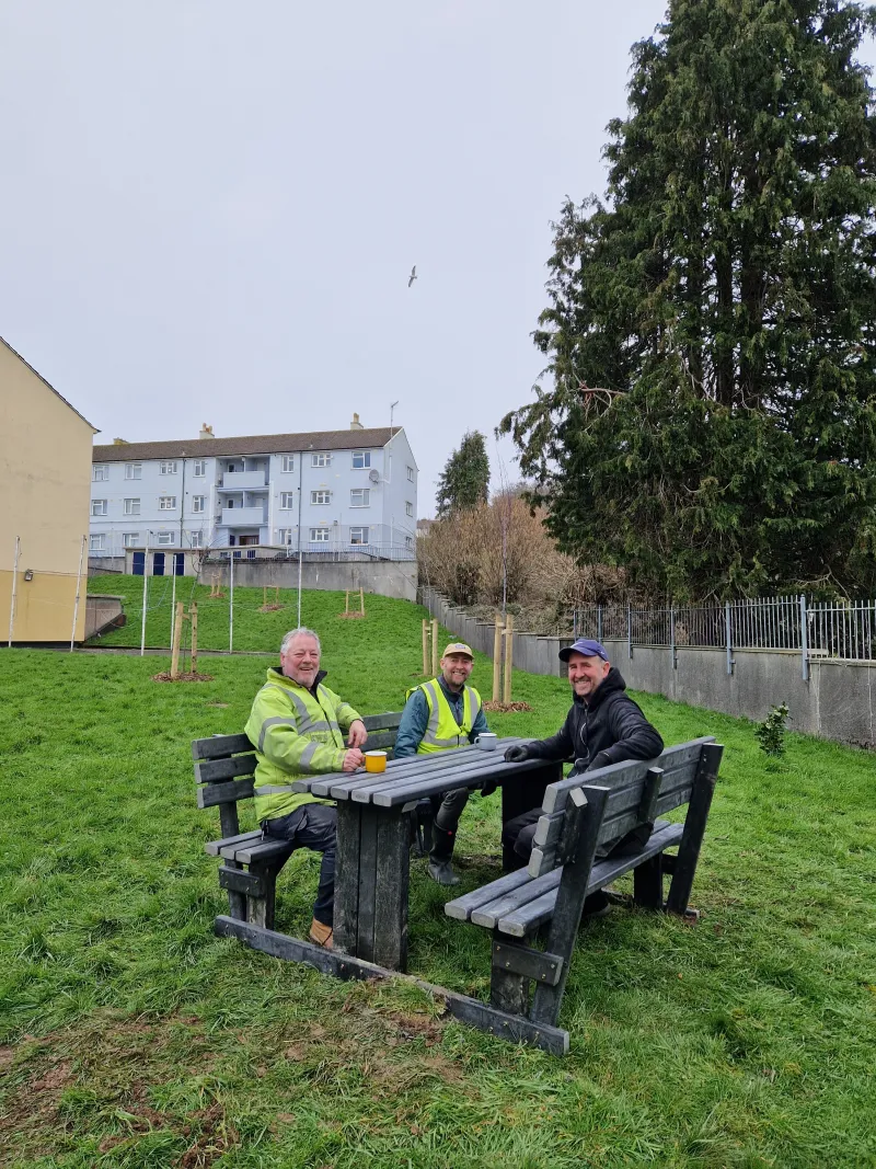 Rupert, Mark and Rob, enjoying the new bench